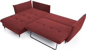 Narożnik GLAM Lewostronny z funkcją spania, zestaw z poduszkami wolnostojący tkanina RIVIERA 61 Burgundowy DOMO HOME