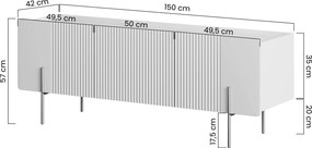 Szafka RTV Malmi 150 cm - czarny mat / czarne nóżki