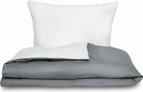 Kvalitex Pościel satynowa Luxury Collection biały/ciemnoszary, 140 x 220 cm, 70 x 90 cm