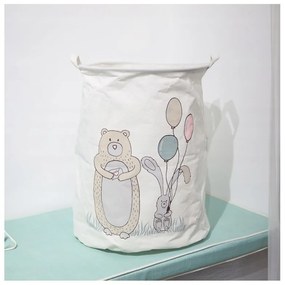 Kosz na zabawki i pranie z nadrukiem BEAR 35x45 cm, biały