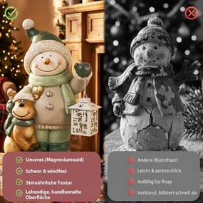 HOMCOM Figurka bałwana 43 cm z MGO z lampionem LED i timerem, do wejścia i przy drzwiach | Aosom PL