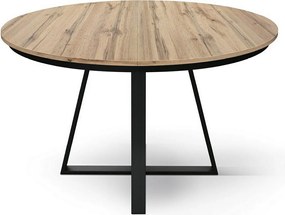 Okrągły stół z drewna z efektem dębu, antracytowa podstawa, podłużny ⌀120 - PANTELLERIA