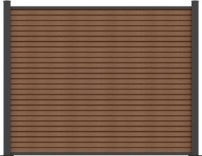 Ogrodzenie do wkopania w ziemię imitacja drewna wys. 148 cm - Zestaw 9 listew z kompozytu koekstrudowanego + 2 antracytowe słupki - PALIZO