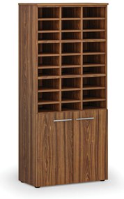 Regał sortujący PRIMO WOOD, 800 x 420 x 1781 mm, 27 przegród, orzech