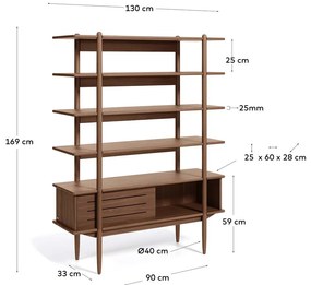 Regał w dekorze drewna orzechowego Kave Home Carolin, 130x169 cm