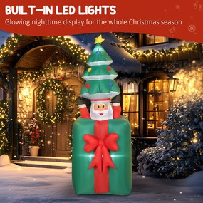 Outsunny Nadmuchiwana dekoracja świąteczna z lampkami LED, poliester, do wnętrz i na zewnątrz, Czerwony+Zielony | Aosom PL