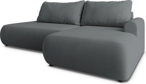 Masseno Narożnik NUVIRA z funkcją spania i pojemnikiem na pościel Narozniki L, Rozkładana sofa - Szary, CASTEL 93