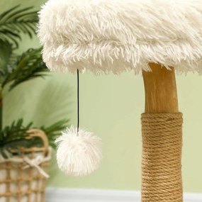 PawHut Drapak dla kota, 61,5 cm, z łóżkiem kocim, słupami do drapania, platformą do skakania, piłką do zabawy, dla kotów do 5 kg, Biały