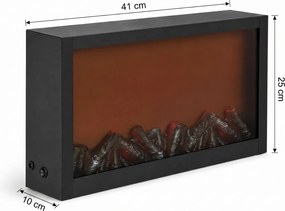 Kominek dekoracyjny LED, metalowy, 10 x 41 x 25 cm
