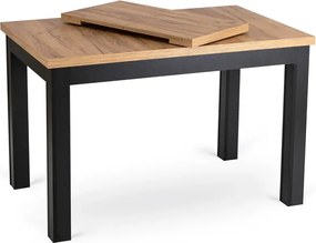 Zestaw Stół Rozkładany SKUBI 120-160 cm Dąb Craft/Czarny i 4 Krzesła NARIS Czarne