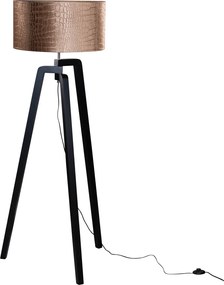 Lampa podłogowa czarna z aksamitnym abażurem wzór krokodyla 50cm - Puros