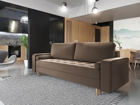 Jasnobrązowa sofa rozkładana z pojemnikiem W8-P94