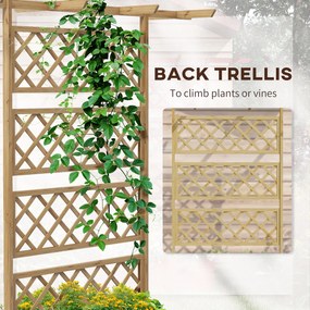 Outsunny Skrzynka na Kwiaty z Siatką Espalier, Prostokątna Drewniana Skrzynka z Tylnym Espalier dla Roślin Pnących i Dachem