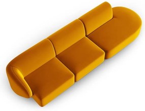 Musztardowa aksamitna sofa lewostronna 311 cm Paolo – Milo Casa