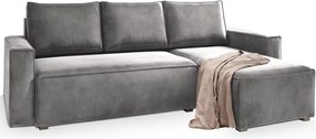 PROMOCJA Jasnoszara rozkładana narożna sofa CAVELO, dwustronna II jakość