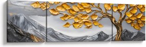 Obraz – Drzewo ze złotymi liśćmi (170x50 cm)