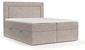Jasnobrązowe łóżko boxspring ze schowkiem 200x200 cm Imagine – Maison de Rêve