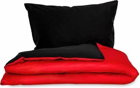 Pościel satynowa Luxury Collection czerwona / czarny, 140 x 200 cm, 70 x 90 cm