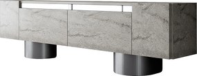 Stolik pod TV – 180 cm x 50 cm x 30 cm – trawertyn i srebro – płyta MDF