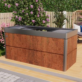 PRIMEYARD 200 x 85 x 77 cm Grządka podwyższona, stal corten, Optyka rdzy, z inspektem ogrodowym - (GFPV00789)