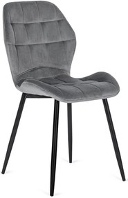 Zestaw Stół Okrągły Rozkładany DORIAN 80-160 cm Dąb Rustykalny/Czarny i 6 Krzeseł Tapicerowanych do Jadalni LUCKY Szare Welurowe