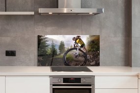 Panel szklany do Kuchni Rower w Górskiej Scenerii