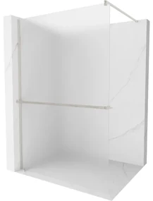 Mexen Kioto+ ścianka prysznicowa z półką Walk-in 130 x 200 cm, szron, nikiel szczotkowany - 800-130-121-97-30