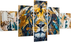 Obraz - Abstrakcyjny obraz olejny z lwem (125x70 cm)