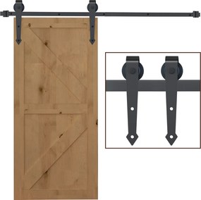 HOMCOM Kompletny zestaw okuć do drzwi przesuwnych, metal, 200 cm, max. 100 kg, Brązowy