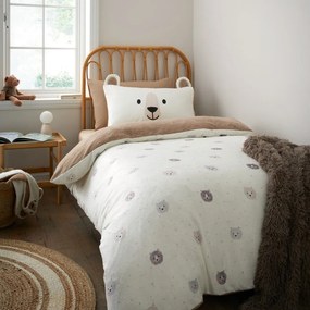 Brązowo-kremowa pościel dziecięca dwuosobowa z mikropluszu 200x200 cm Cosy Bear – Catherine Lansfield