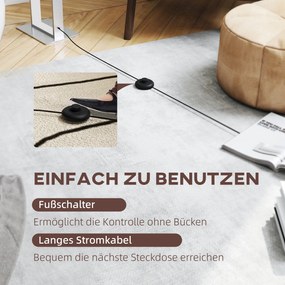 HOMCOM Nowoczesna lampa podłogowa, 3 tryby, włącznik nożny, regulowana jasność, lniany klosz, Biała