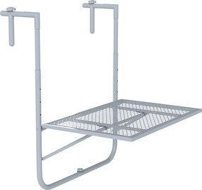 Outsunny Składany stół balkonowy, 4-stopniowo regulowany, metalowy, odporny na warunki atmosferyczne, stół balkonowy 60x40 cm szary | Aosom PL