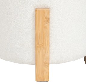 Pufa bouclé Ø 32 cm z bambusowymi nogami