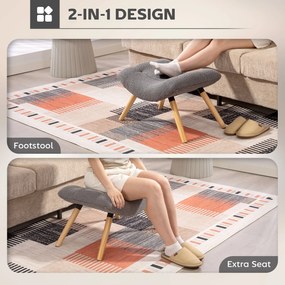 HOMCOM Nowoczesny podnóżek z materiałem Fleece i drewnianymi nogami, tapicerowany, do salonu, sypialni, korytarza, Ciemnoszary