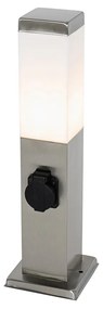 Zewnetrzna Nowoczesna lampa zewnętrzna 45 cm stalowa z gniazdkiem IP44 - Malios Nowoczesny Oswietlenie zewnetrzne