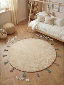 Kremowy bawełniany dywan dziecięcy odpowiedni do prania/tkany ręcznie ø160 cm Snuggle Sunna – Hanse Home