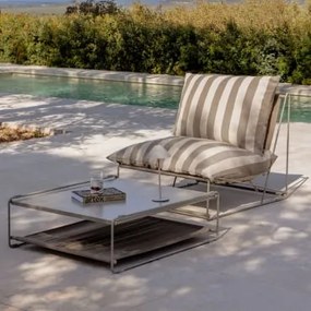 Zestaw Ogrodowy Z Fotelem I Rozkładanym Stolikiem Bocznym Amaro Kremowa Tapioca - Mokka Brąz - Sklum