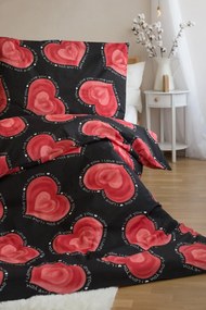 PrzytulneMieszkanie.pl PrzytulneMieszkanie.pl Polibawełniana pościel na 2 łóżka VALENTINE, czarna Rozmiar pościeli: 2 szt 70 x 90 cm | 2 szt 140 x 200 cm