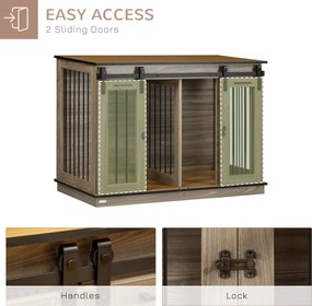 PawHut Klatka dla psa z 2 drzwiami transportowa z zamkiem rustykalny brązowy | Aosom PL