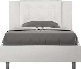 Łóżko wyposażone w stelaż z listwami tapicerowane 120x190 sztucznej skóry biały Annalisa