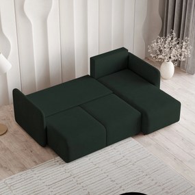 Masseno Narożnik SUVINO z funkcją spania i pojemnikiem na pościel Narozniki L, Rozkładana sofa - Zielony, NEVE 37