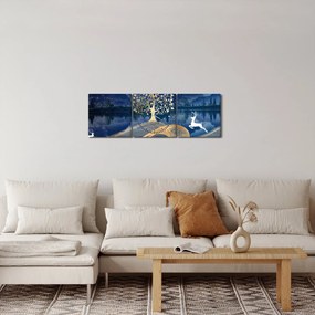 Obraz jelenia w pełni księżyca (z zegarem) (90x30 cm)