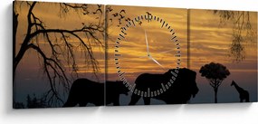 Obraz Safari (z zegarem) (90x30 cm)