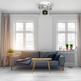 Lampa sufitowa biała trzypunktowa z szaro-czarnymi abażurami T-3030WE-