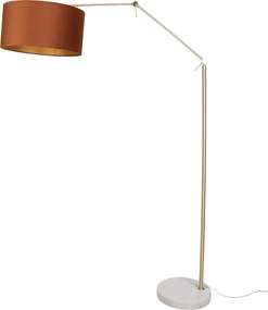 Lampa podłogowa złota regulowana z pomarańczowym kloszem i złotym wnętrzem 50 cm - Editor