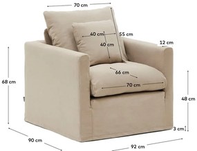 Beżowy lniany fotel Nora – Kave Home