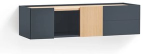 Antracytowo-naturalna niska komoda w dekorze dębu 110x23 cm Otto – Teulat