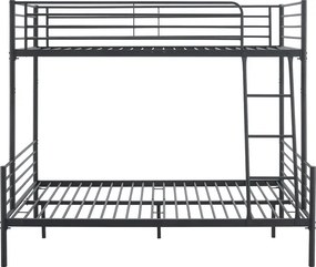 Łóżko Piętrowe Młodzieżowe 90x200 cm/ 120x200 cm TRES Metalowe Czarne Loft