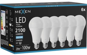 Mexen Nova 6x żarówka LED E27, A70, 20W, Zimna - 6500K, 2100 lm - L100-E27-2065-01x06