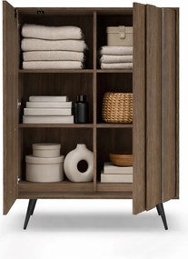 Komoda wysoka Flaro 93 cm z oświetleniem - dąb dunin